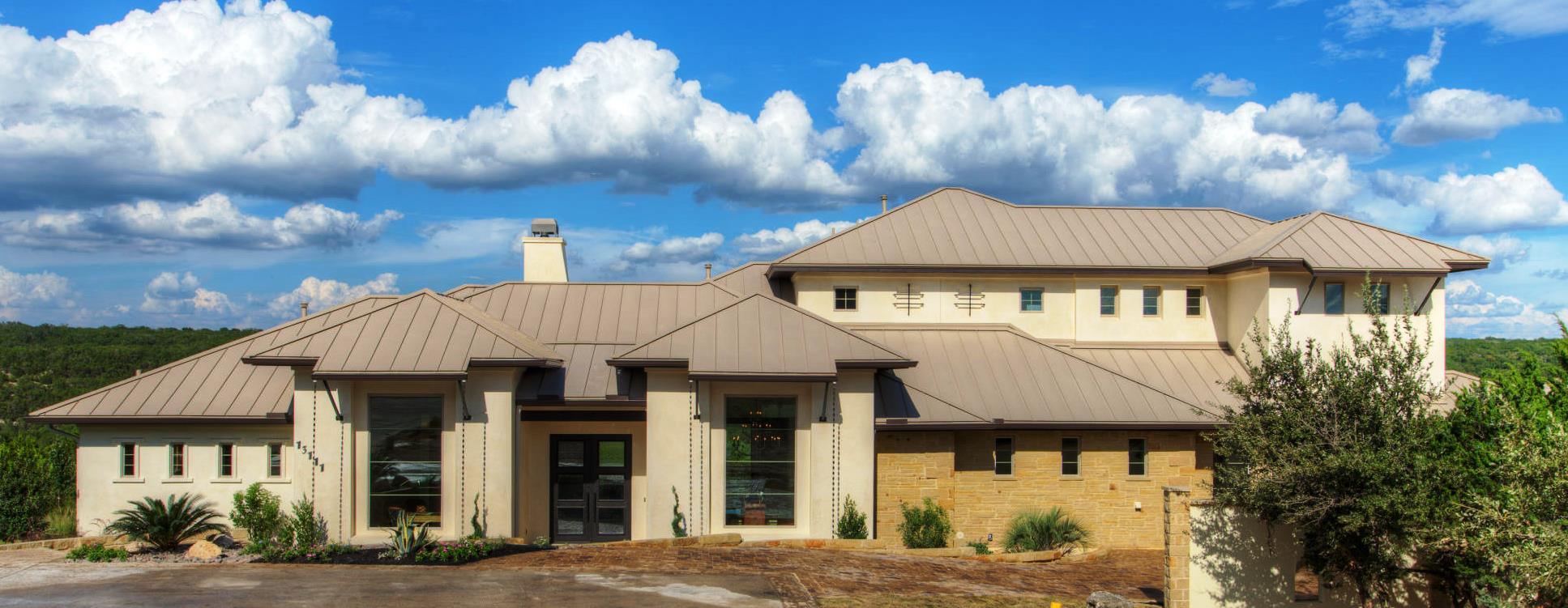 Standing seam metal roof, brown